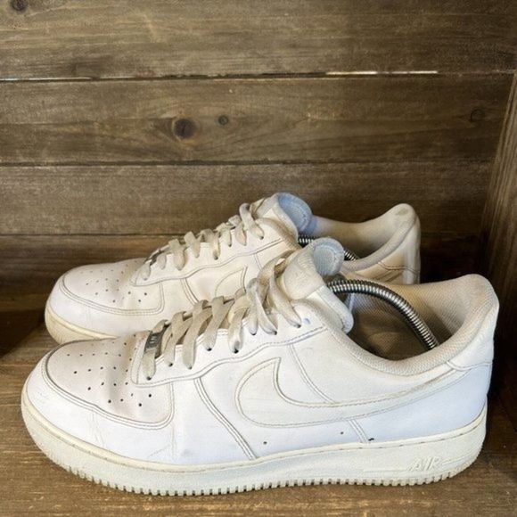 Mens Nike‎ Air Force 1 '07 White Leather Basketball Shoes Sneakers Size 13 M GUC - Picture 2 of 6